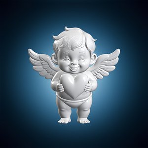 Heart Cherub 3D Print Model Angel Figurine 3D