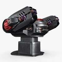 Sci fi Heavy Defense Gun Mount Rigged for Cinema 4D
