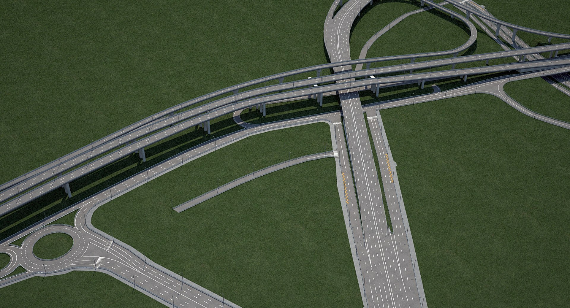 Highway Road Junction 3D Model - TurboSquid 1152100