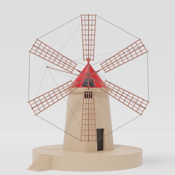 moinho de vento medieval dos desenhos animados Modelo 3D