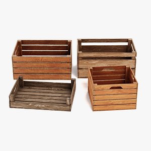 3D model wooden boxes contains