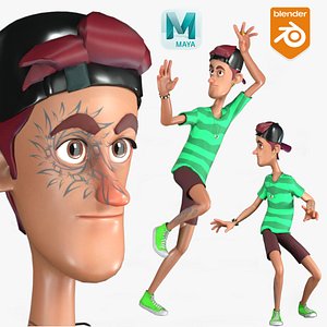 Cartoon Rigged Style Boy-Leo Character 3D Model