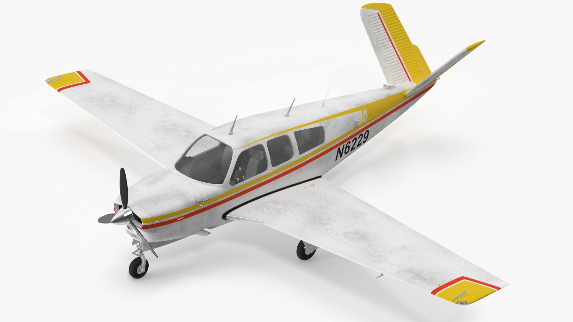 Single Engine Private Aircraft Beechcraft Bonanza S35 Rigged for Cinema 4D 3D model preview