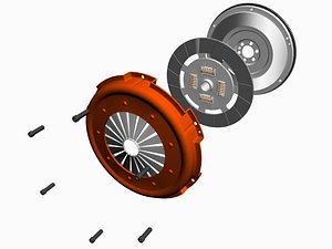 3d model clutch flywheel assembly engine