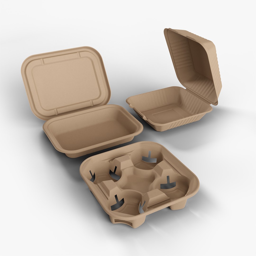 Bagasse Recyclable Pack 3D Model TurboSquid 2152516