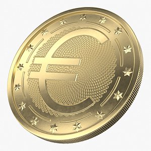Euro Gold Coin 5 3D model