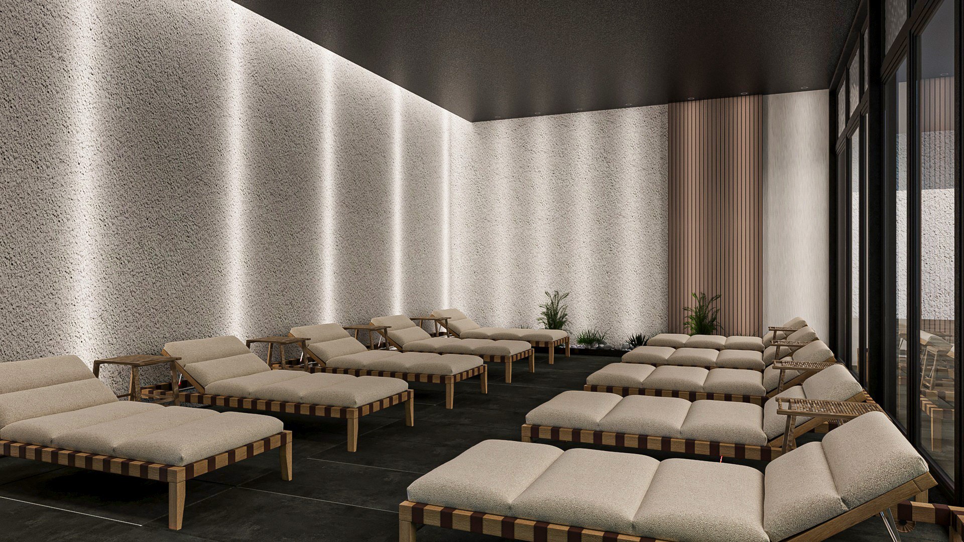 Luxury Poolside Bar Lounge Modern 3D Scene With Outdoor Furniture ...