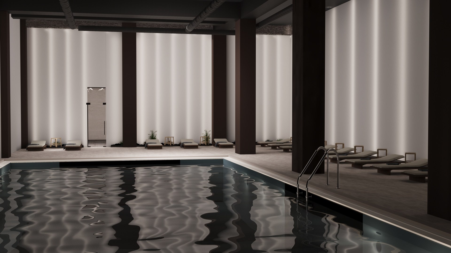 Luxury Poolside Bar Lounge Modern 3D Scene With Outdoor Furniture ...