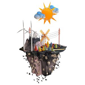 Floating Island Low Poly