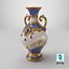 3D-Modell einer königsblauen und goldenen Vase (Low-Poly-Modell)
