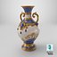 3D-Modell einer königsblauen und goldenen Vase (Low-Poly-Modell)