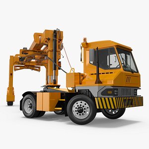 3D Terminal Container Carrier Truck Yellow Rigged model