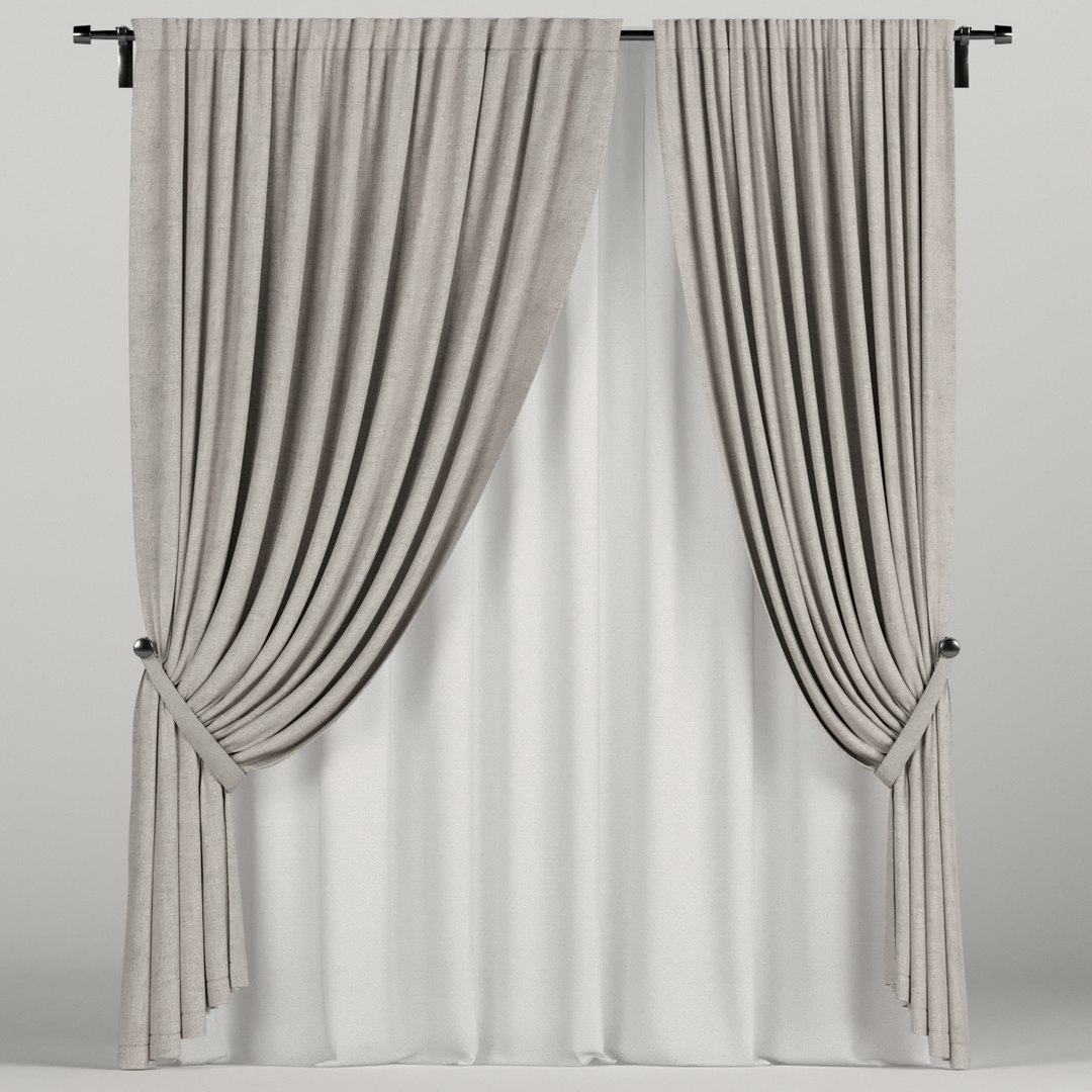 3D brown curtain - TurboSquid 1432818