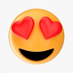 Emoji 052 Large smiling with heart shaped eyes 3D model
