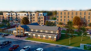 Apartment Building Plaza and Clubhouse
