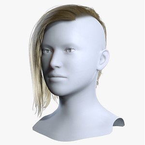 3D Realistic Blonde Undercut Side Swept Hairstyle 3D Asset model