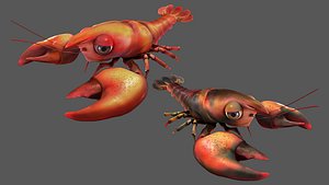 3D Cartoon lobster shrimp model