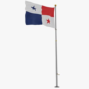 Pole Flag Panama 3D model