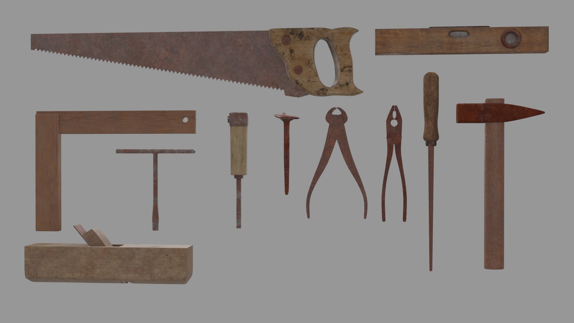 rusty tools 3D https://p.turbosquid.com/ts-thumb/pf/revExP/HA/1/png/1691687400/1920x1080/fit_q87/76c5d44472942f6486335be39ff59146249770e4/1.jpg