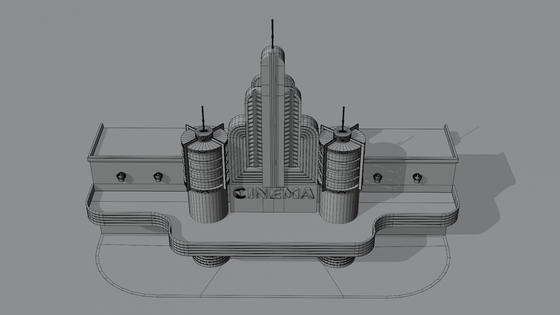 3D Facade Of A Vintage Cinema Model - TurboSquid 2141371