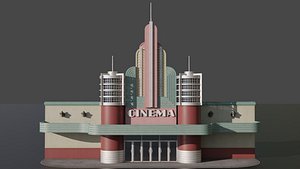 3D Facade of a vintage cinema model