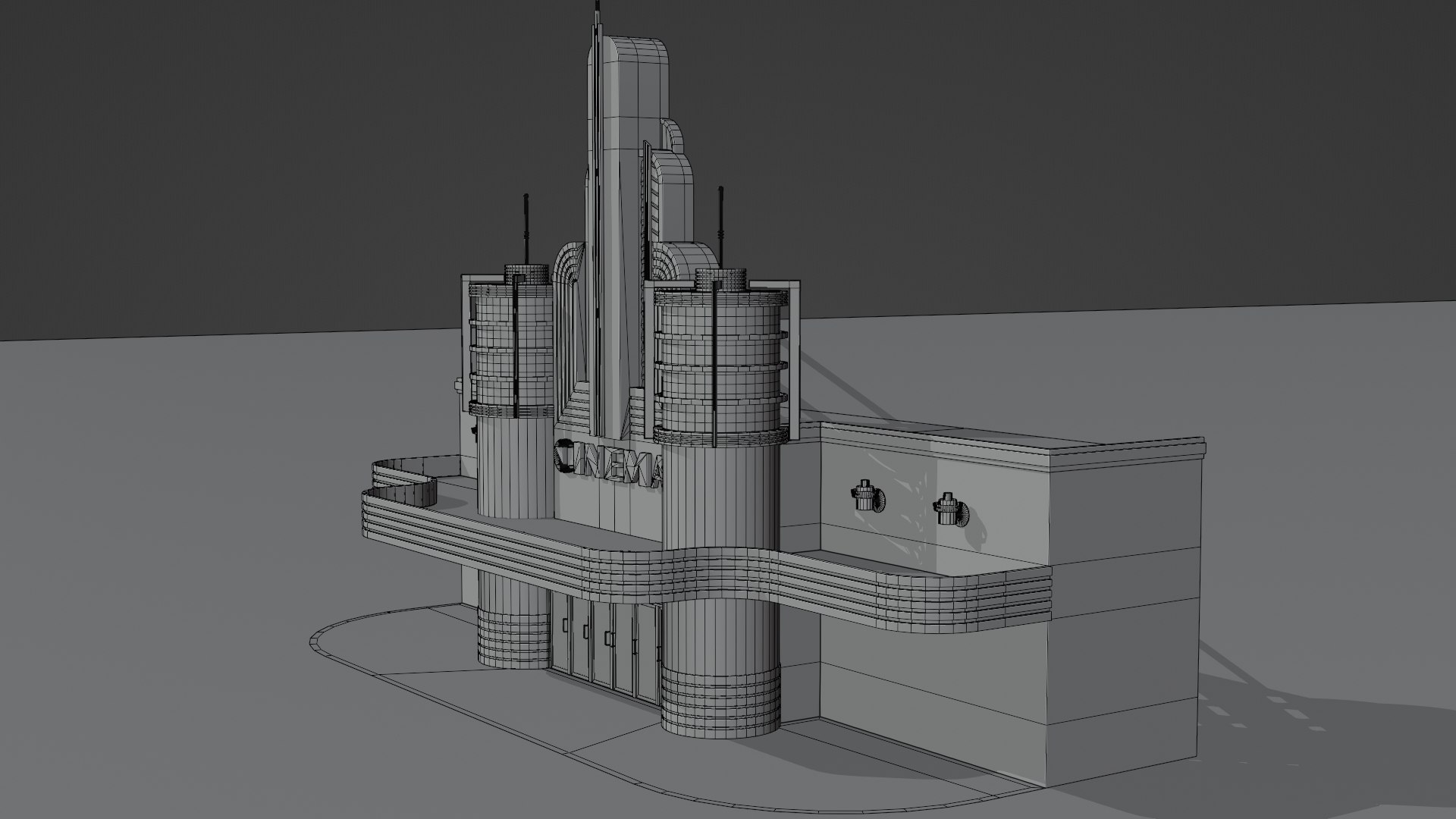 3D Facade Of A Vintage Cinema Model - TurboSquid 2141371