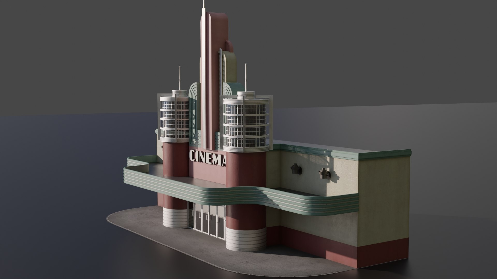 3D Facade Of A Vintage Cinema Model - TurboSquid 2141371
