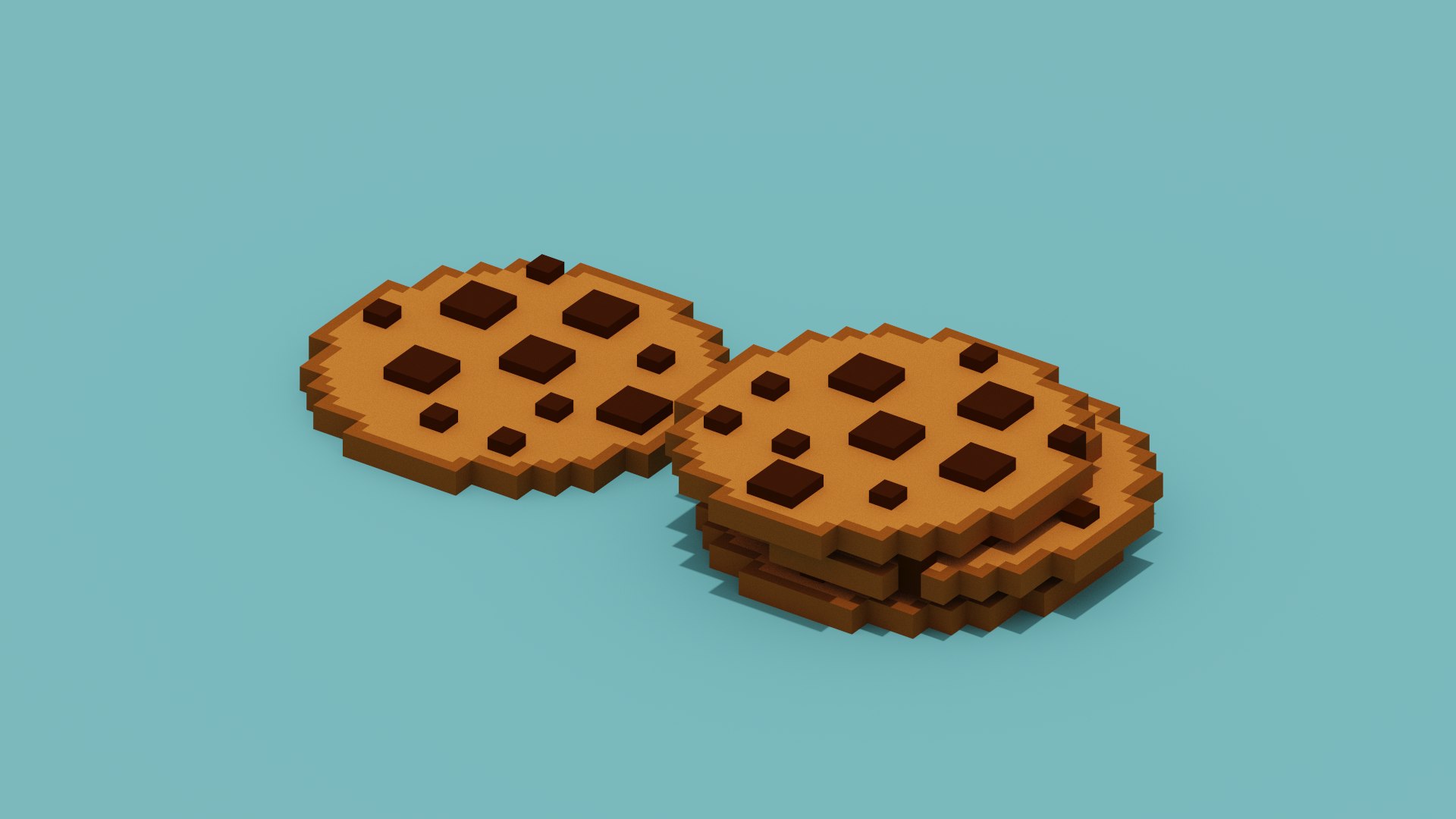 3D Voxel Cookie model https://p.turbosquid.com/ts-thumb/pf/sqi58T/Qp/spin202304281318590002/png/1682678627/1920x1080/fit_q87/df409a7283ff619f9222319fc877ffb358584657/spin202304281318590002.jpg