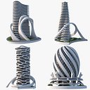 Edificios futuristas de ciencia ficción: paquete de modelos 3D de alta calidad