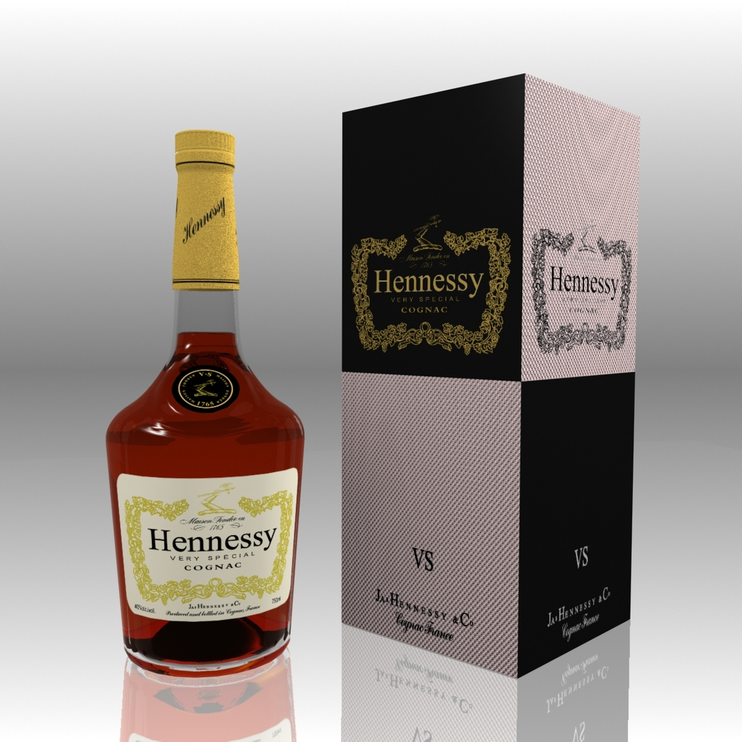 3d Max Realistic Hennessy Cognac Set