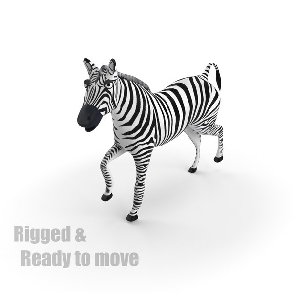 3ds max cartoon zebra rigged