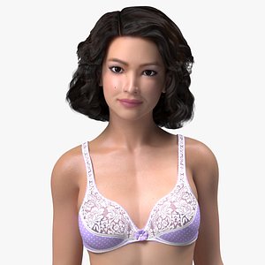 3D Asian Woman in Lingerie Rigged for Modo model