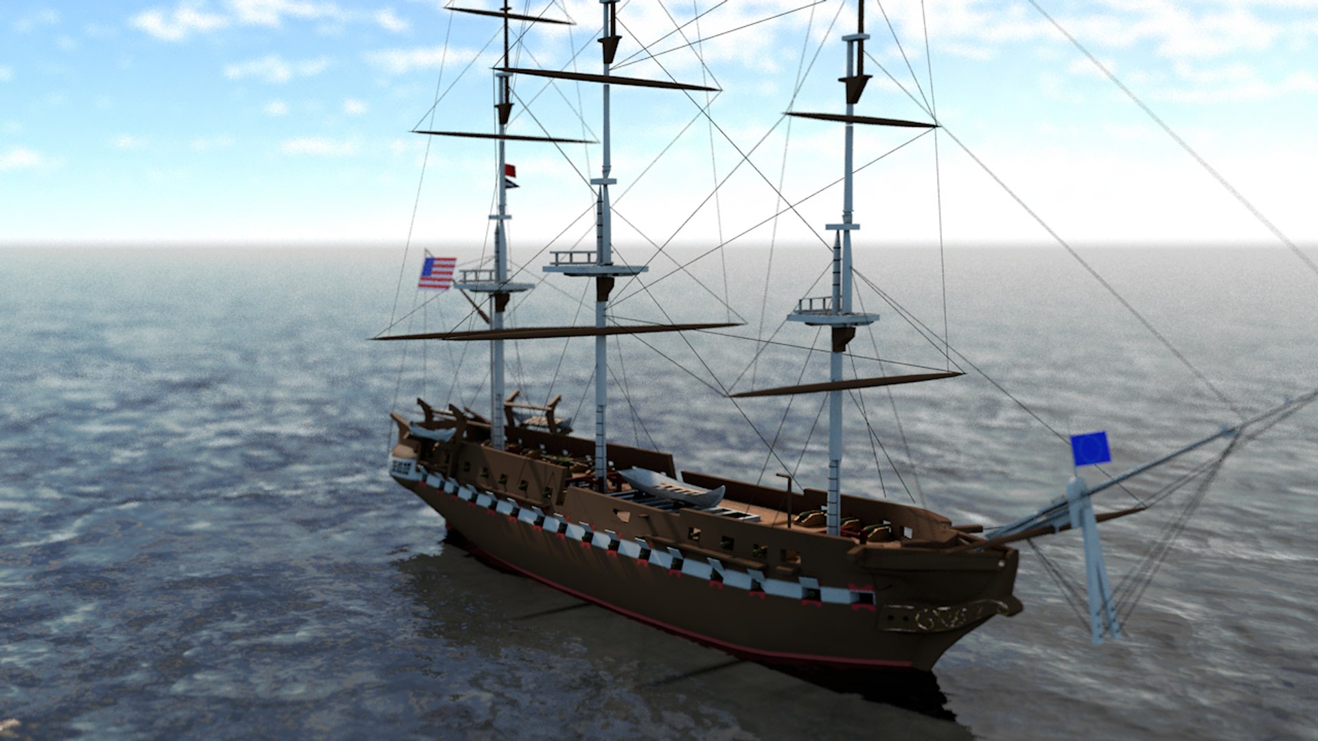 3d Uss Constitution Frigate Battleship Turbosquid 1452686