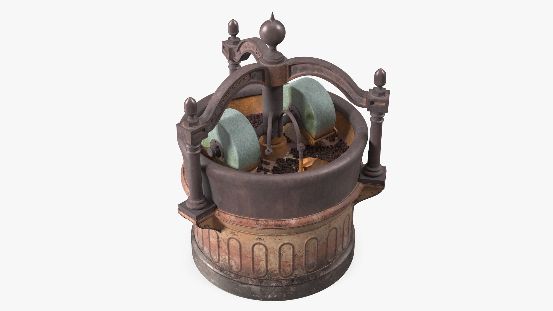 Antique Grinder with Cocoa Bean 3D model preview