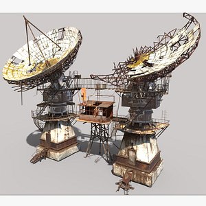 3D Post-Apocaliptic Radar-Satellite Station Base
