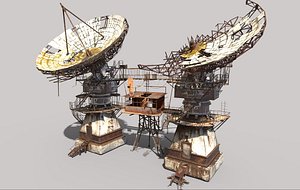 3D Post-Apocaliptic Radar-Satellite Station Base