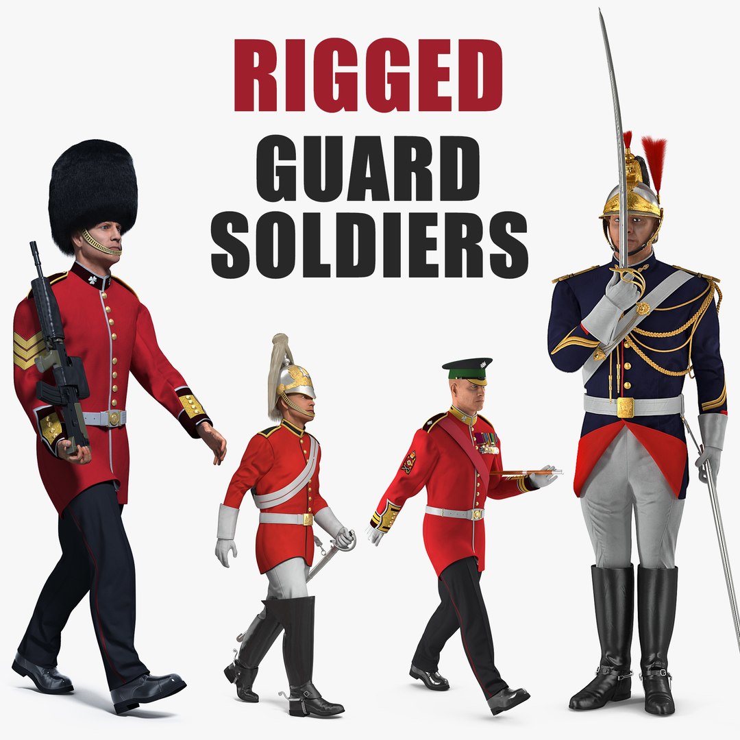 Rigged Guard Soldiers Collection 3D model preview