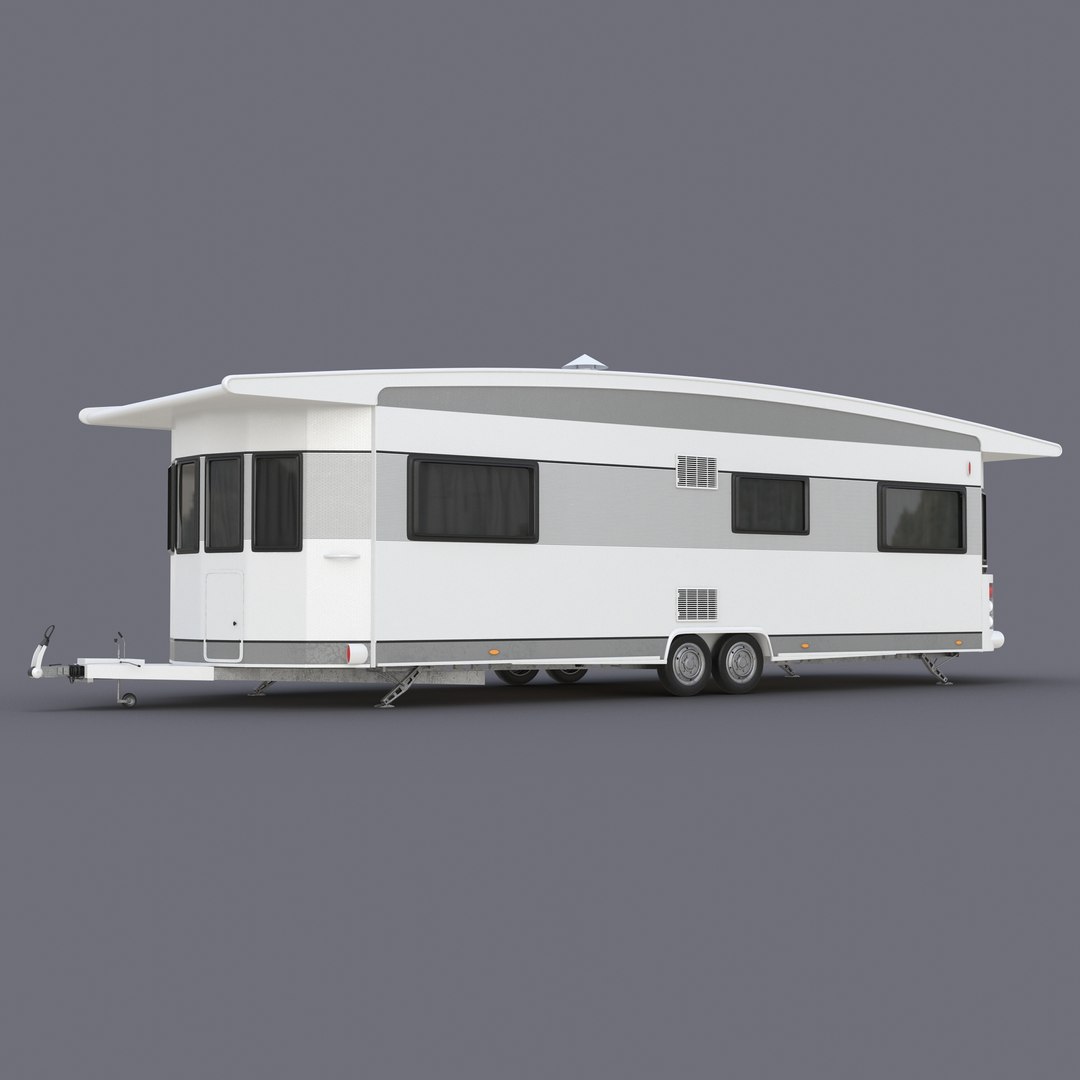 Hobby Caravan Landhaus Rigged 3D Model 3D model preview
