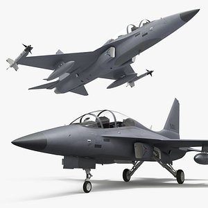 Tactical Strike Aircraft with Air Weapons Rigged for Cinema 4D 3D
