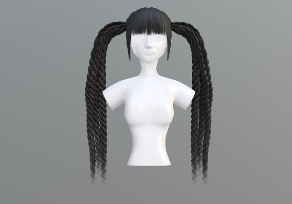 Pigtail Bun Hairstyle - 3D Model by nickianimations