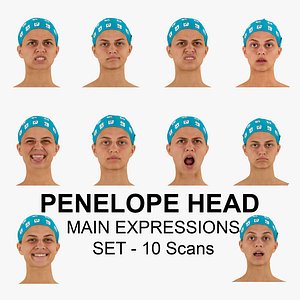 3D model Penelope RAW Scans Main Expressions Set - 10 poses Collection