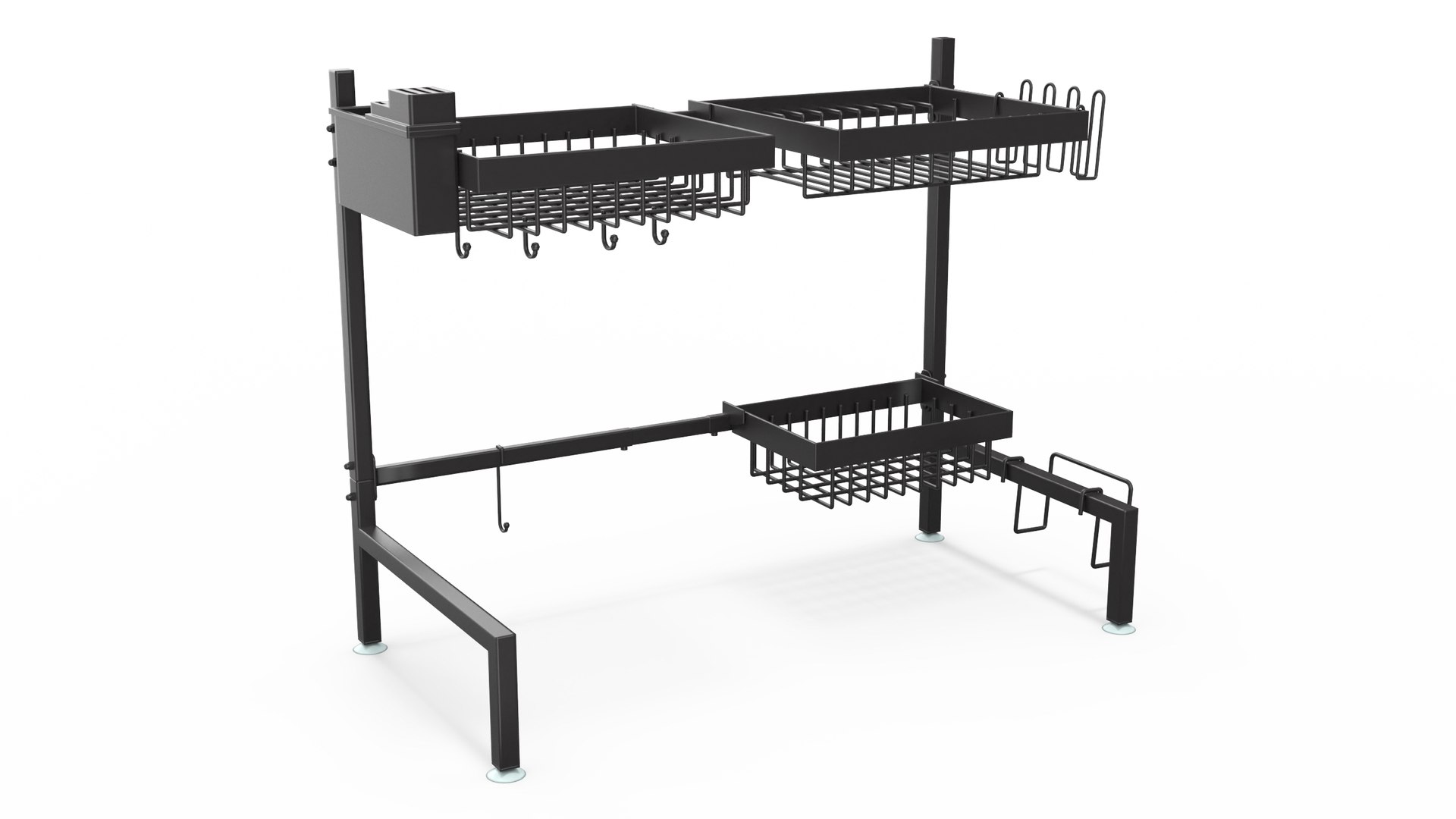 Over Sink Dish Drying Metal Rack with Kitchenware 3D Model $79