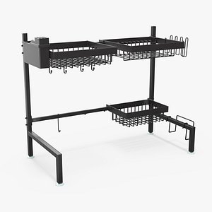 Empty Over Sink Dish Drying Metal Rack Black