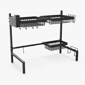 Empty Over Sink Dish Drying Metal Rack Black