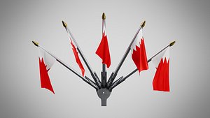 Wall Mount Flags  5 Of Bahrain 3D model
