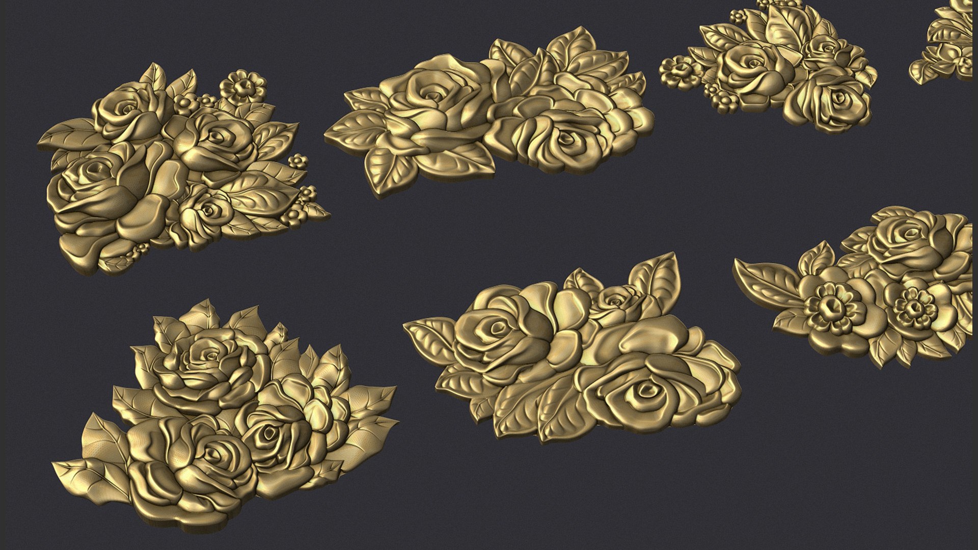 3D Bouquet Of Roses Bas Relief Set 3D Print Model Model - TurboSquid ...