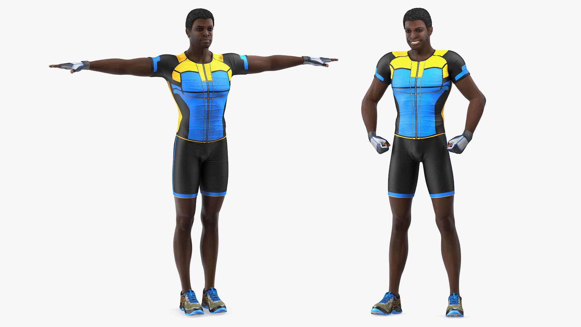 African American Fitness Instructor Rigged 3D model preview