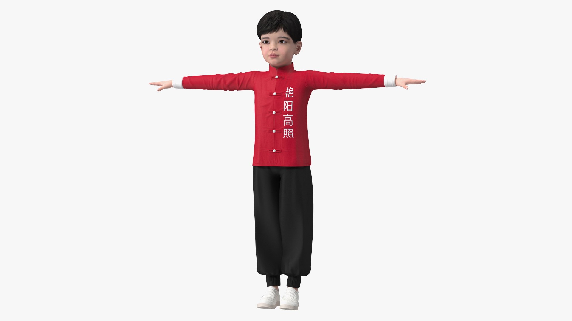 Asian Boy Traditional Costume Rigged for Modo 3D model preview