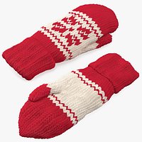 Knitted Red Wool Mittens