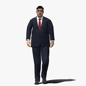 Rigged fat businessman walking